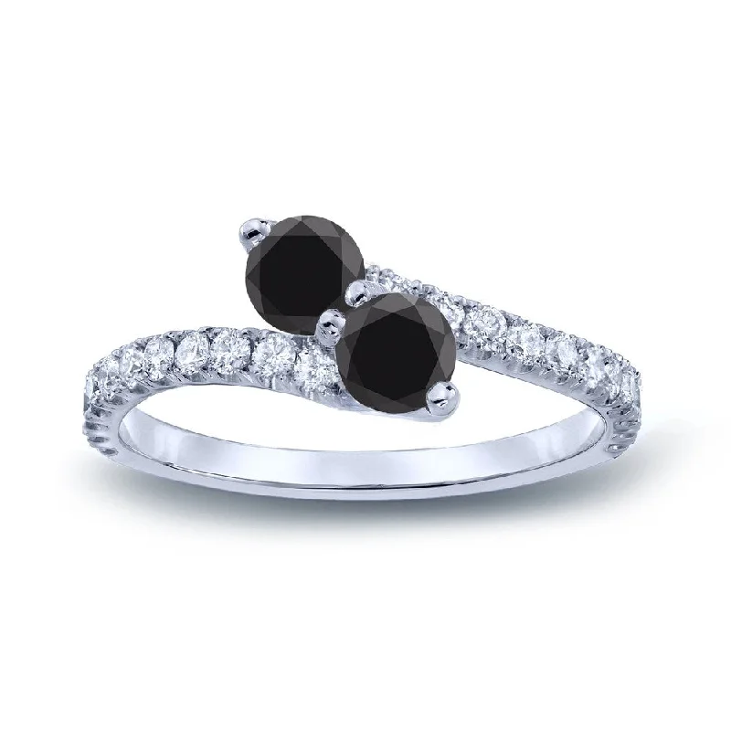 Engagement rings with star sapphire for glow -Auriya 14k Gold 3/4ctw 2-Stone Black Diamond Engagement Ring