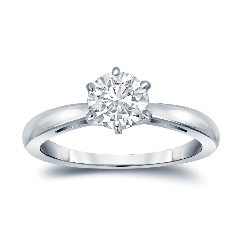 Custom engagement rings with engraved floral bands -Auriya Platinum 2ctw Round 6 Prong Solitaire Diamond Engagement Ring GIA Certified