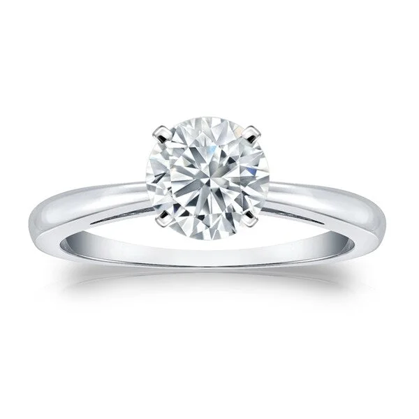 Engagement rings with vintage-inspired claw prongs -Auriya Platinum GIA Certified 0.75 carat TW Round Solitaire Diamond Engagement Ring