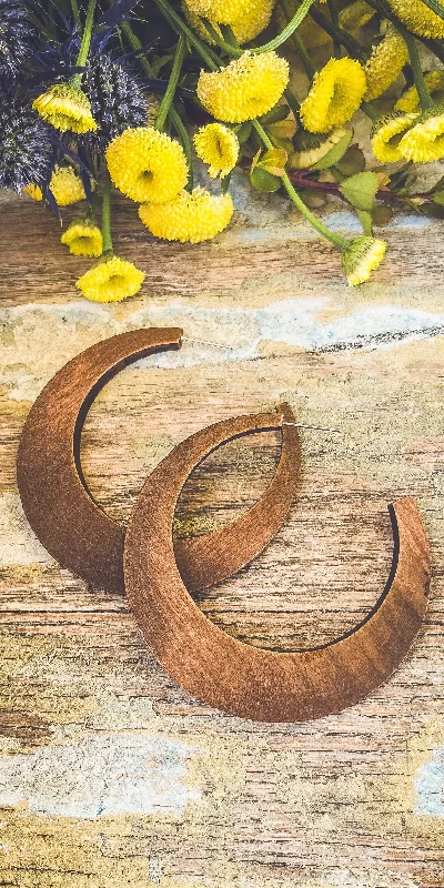 Hoop earrings with abstract shapes for an artistic and creative touch-Beautiful Boho Wood Hoop Earrings