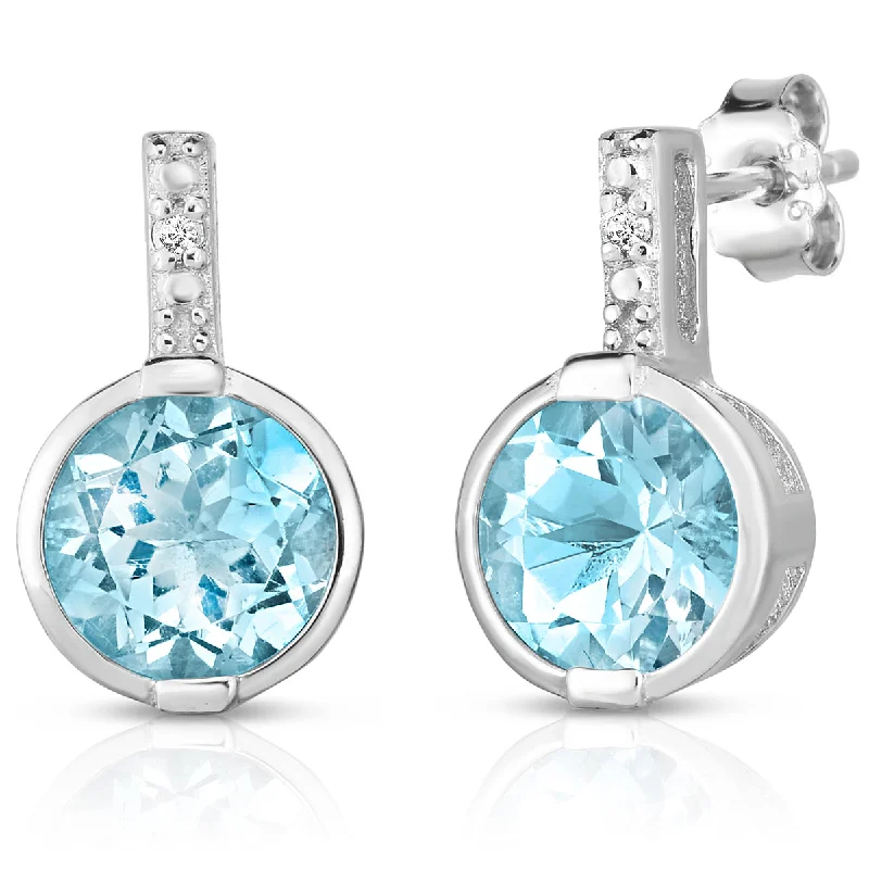 Hoop earrings with floral motifs for a feminine and nature-inspired look-Bezel-Set Topaz & Diamond Earrings