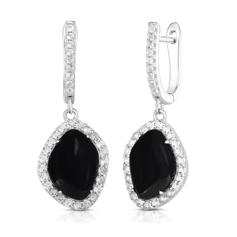 Stylish hoop earrings with diamond accents for an elegant and sparkling effect-Black Onyx & White Sapphire Earrings