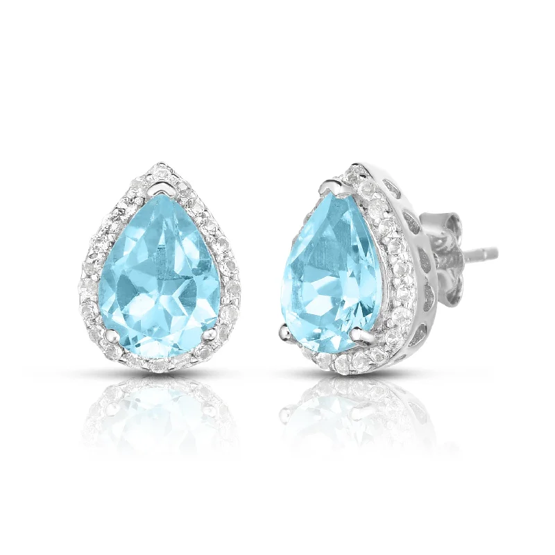 Best hoop earrings with geometric cuts for a sharp, modern appeal-Blue Topaz & White Sapphire Earrings