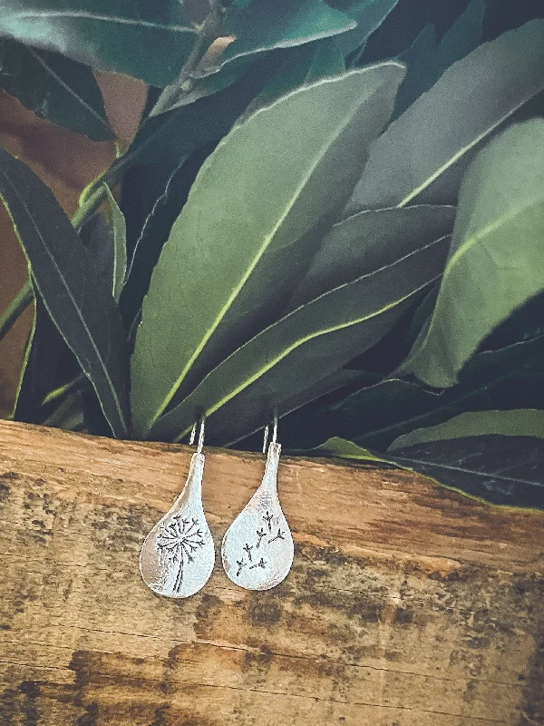 Hoop earrings with a chunky design for a bold and trendy statement-Silver Dandelion Earrings