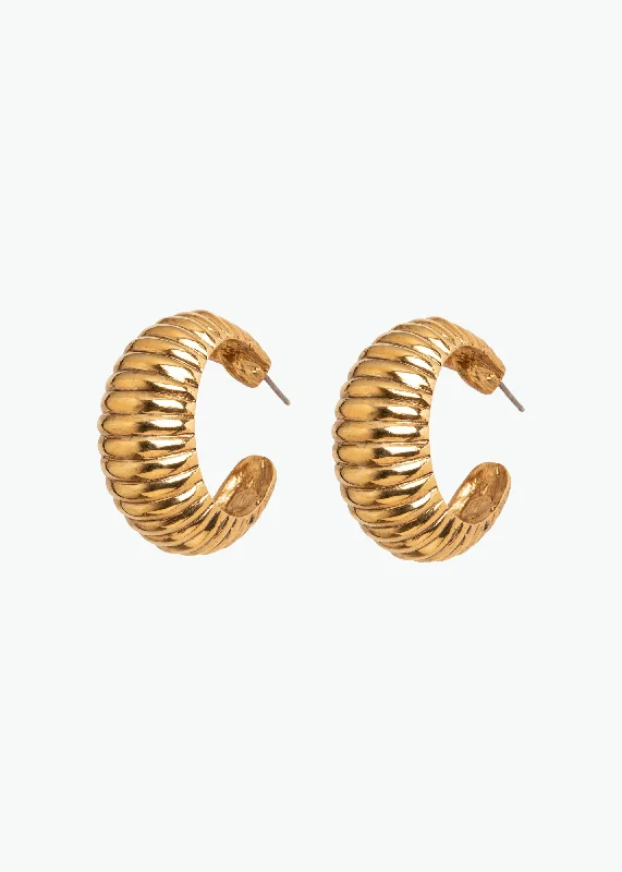 Hoop earrings with stacked layers for a bold and textured design-Brexton Hoop Earrings -- Gold