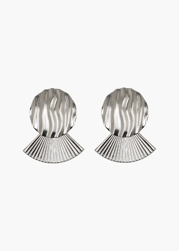 Hoop earrings with leather accents for a sleek and bold combination-Bruna Earrings -- Silver