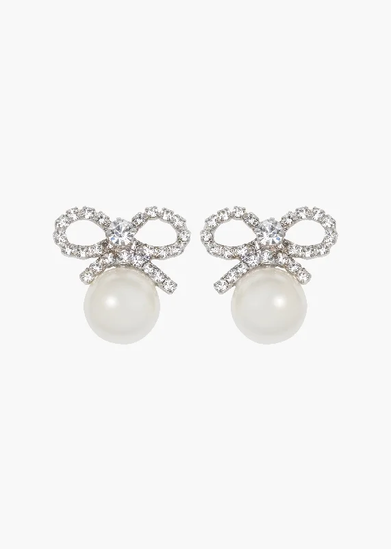 Hoop earrings with polished metal for a shiny and high-quality finish-Candace Earrings -- Crystal Pearl