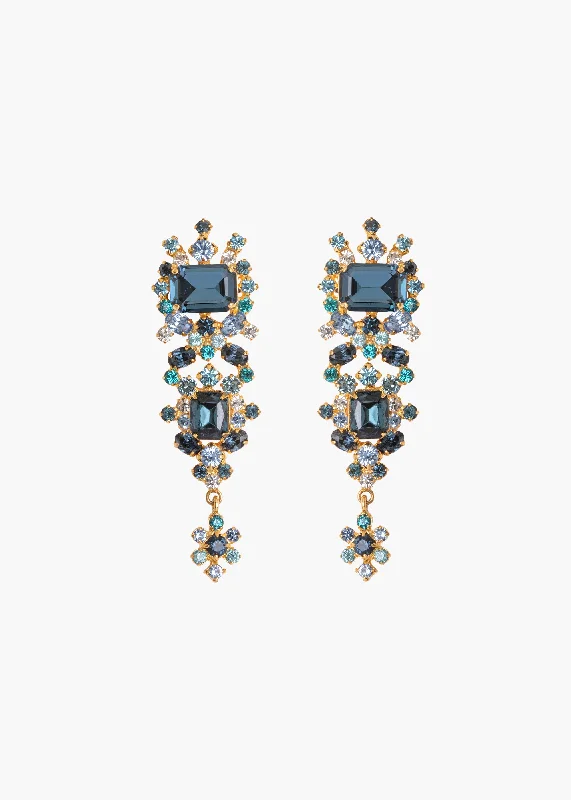 Hoop earrings with rhinestone-studded rims for a glamorous touch-Candence Earrings -- Sapphire