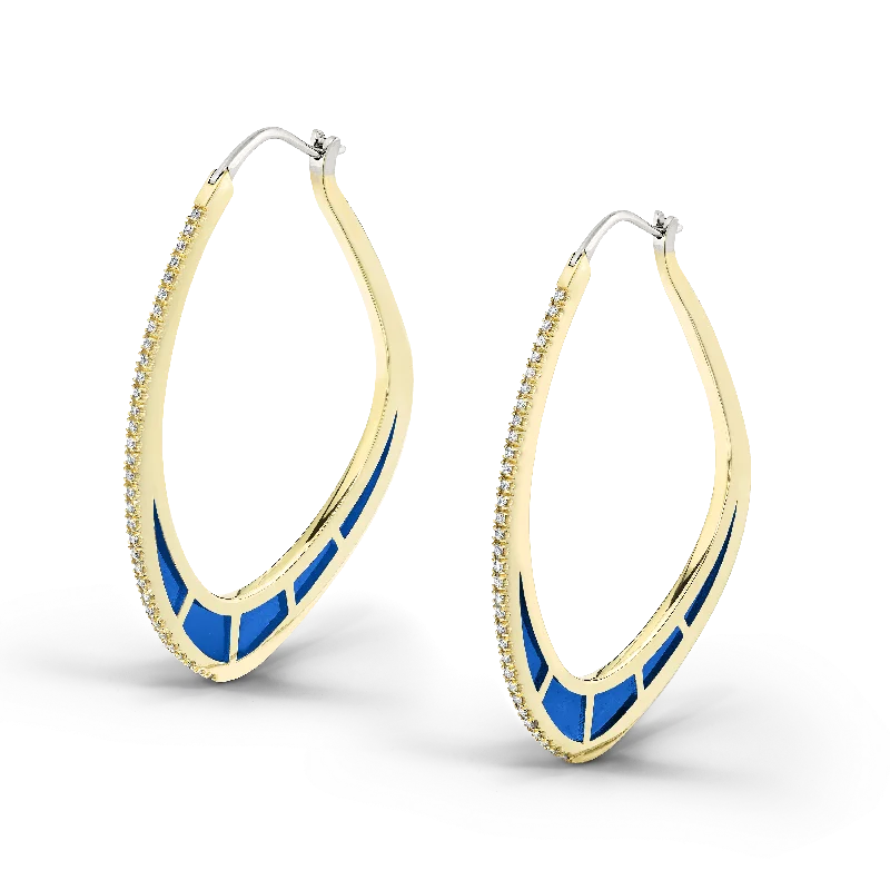 Best hoop earrings with satin ribbons for a soft, feminine appearance-Cica Hoop / Blue & Diamonds