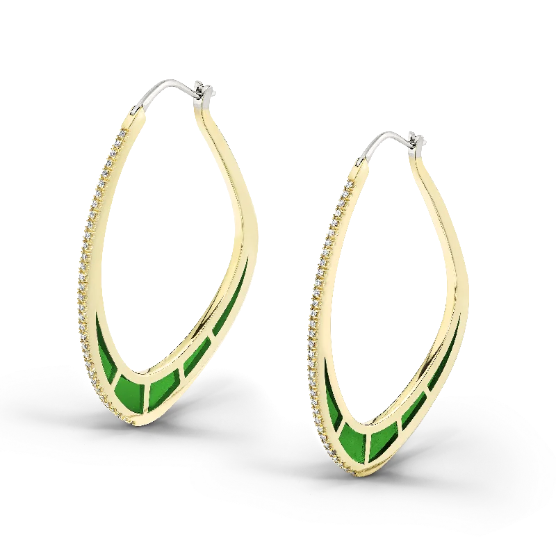 Best hoop earrings with sparkling cubic zirconia for a brilliant, budget-friendly effect-Cica Hoop / Green & Diamonds