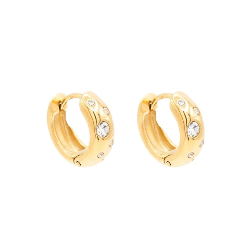 Best hoop earrings with geometric cuts for a sharp, modern appeal-Circle Cubic Zirconia Huggie Hoop Earring