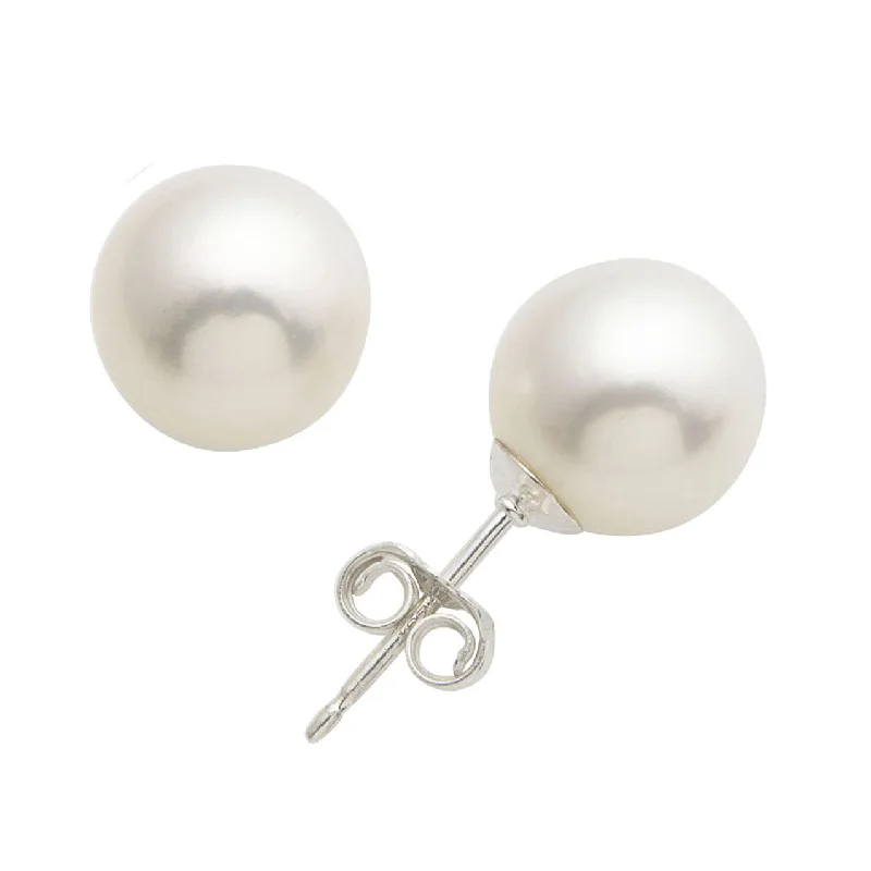 Hoop earrings with oversized pearl accents for a statement-making look-White Freshwater Pearl Earrings