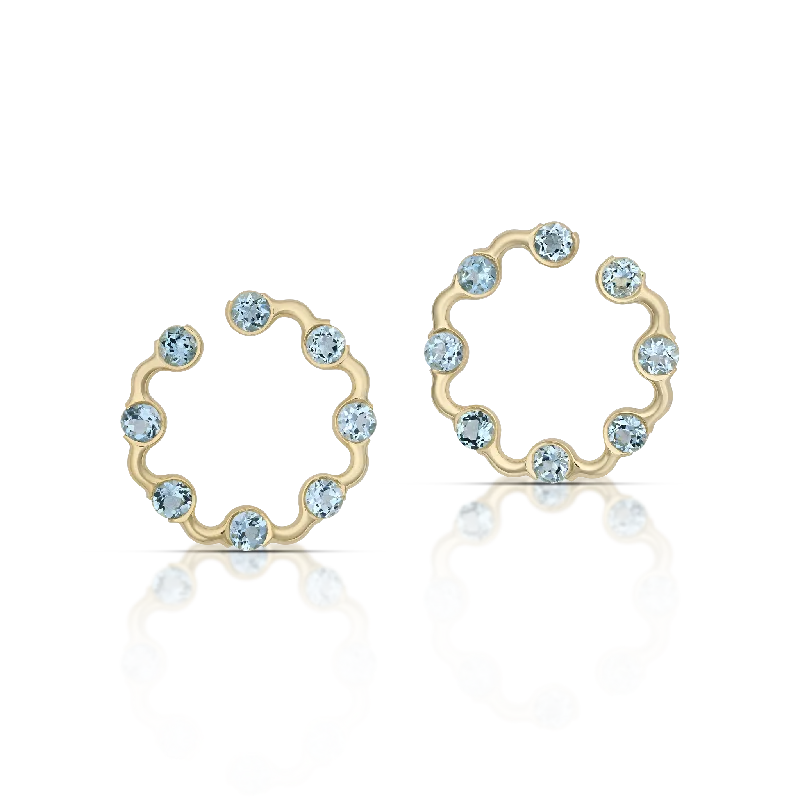 Hoop earrings with snake print designs for an edgy, wild appearance-Crescent Hoops / Aquamarine