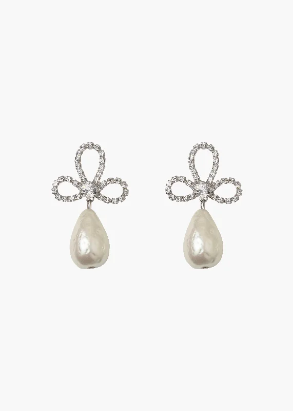 Hoop earrings with diamond-cut surfaces for added sparkle and shine-Devina Earrings -- Crystal Pearl