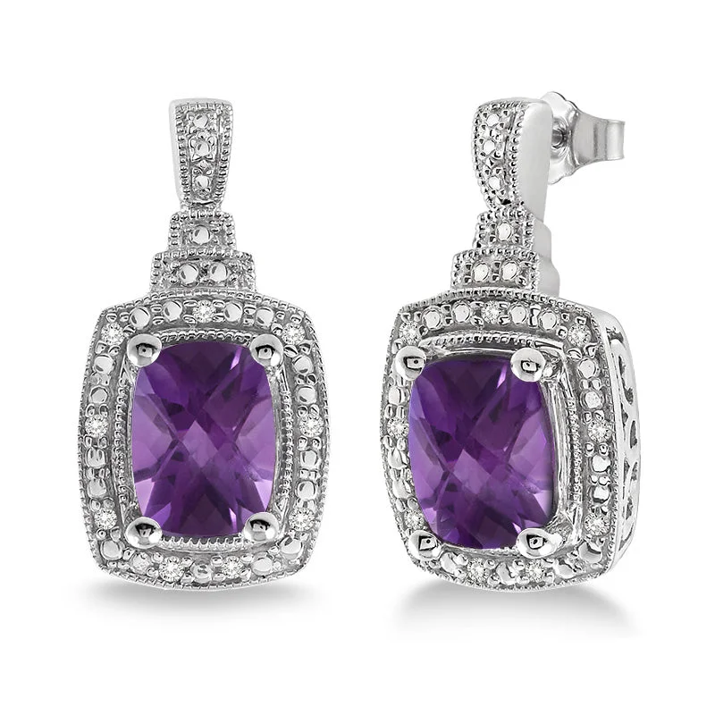 Best hoop earrings with butterfly motifs for a playful and whimsical appearance-Diamond & Amethyst Earrings