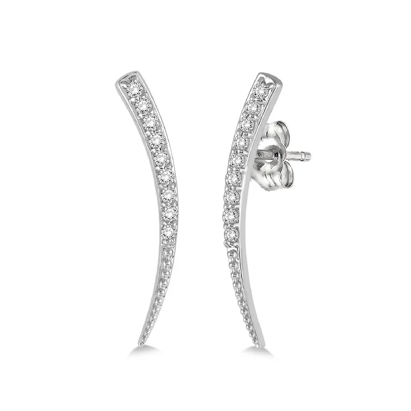 Hoop earrings with enamel stripes for a colorful and eye-catching design-Diamond Arc Ear Climbers