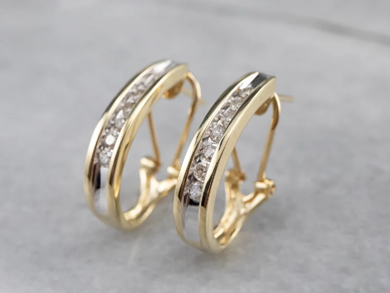 Best hoop earrings with blackened metal for an edgy and bold appearance-Diamond Gold Partial Hoop Earrings