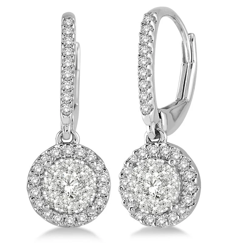 Hoop earrings with rhinestone-studded rims for a glamorous touch-Diamond Halo Cluster Earrings