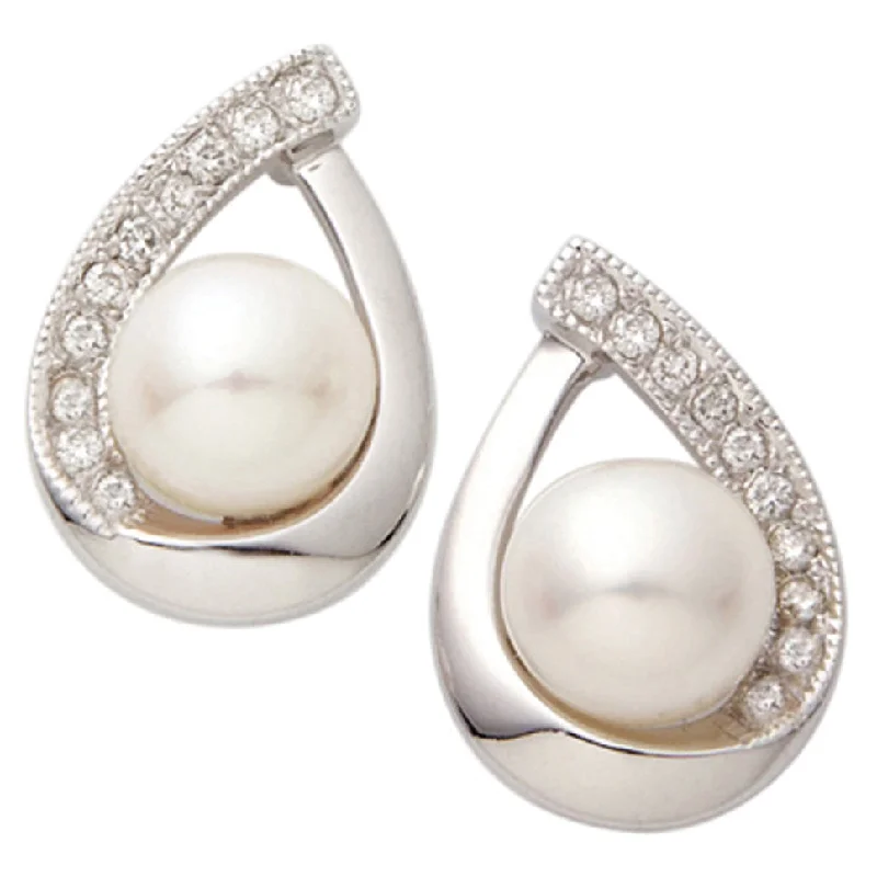 Hoop earrings with pearl accents for a chic and classic style-Diamond & Pearl Earrings