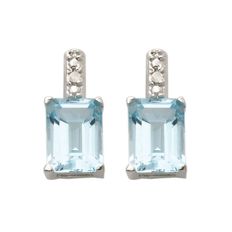 Hoop earrings with circle designs for a classic and timeless shape-Emerald-Cut Blue Topaz & Diamond Earrings