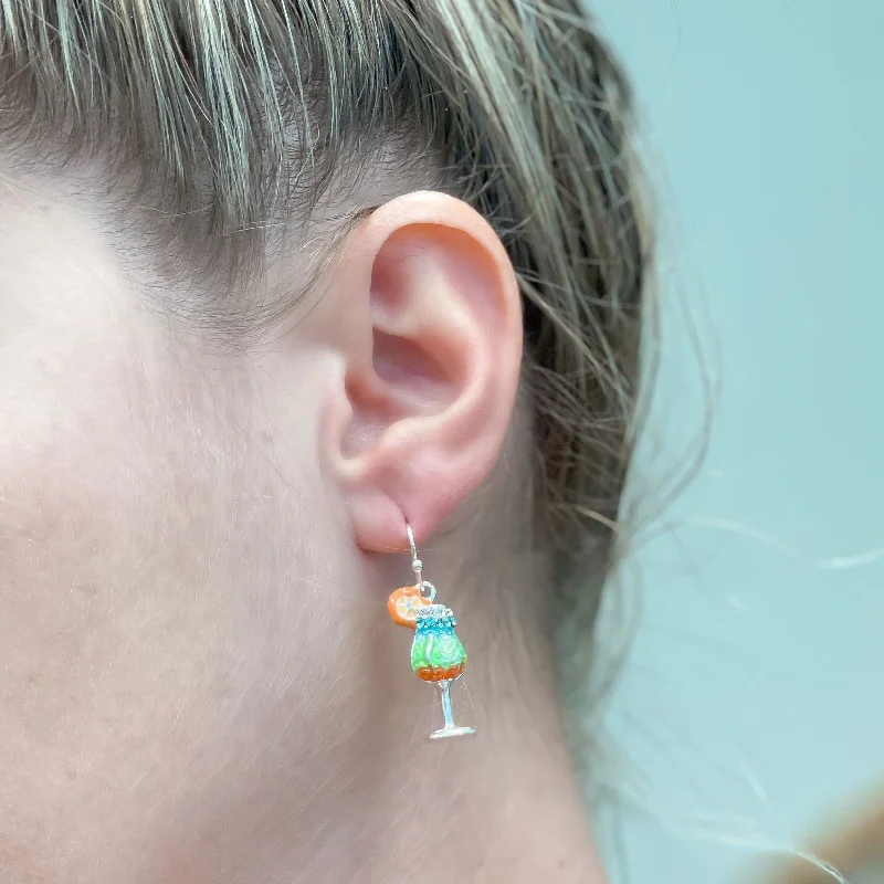 Hoop earrings with hammered textures for a boho-chic and rustic vibe-Enamel Tropical Drink Dangle Earrings