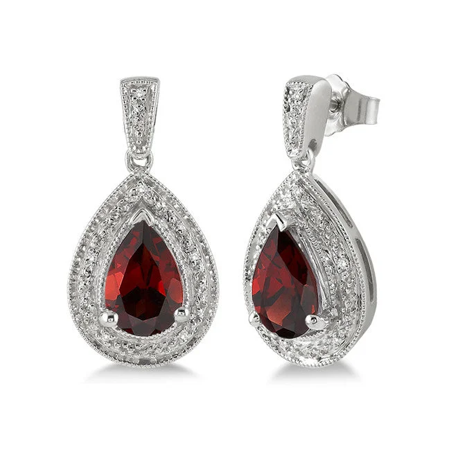 Hoop earrings with braided patterns for a detailed and textured finish-Garnet & Diamond Earrings