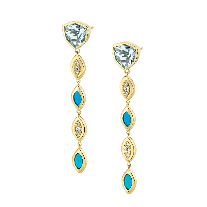 Best hoop earrings with geometric cuts for a sharp, modern appeal-Gem Drop / Aqua, Light Blue & Diamonds