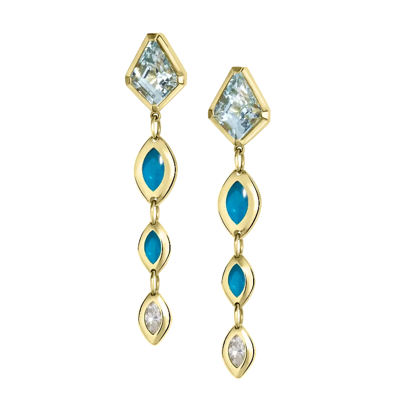 Best hoop earrings with rose gold for a romantic and warm aesthetic-Gem Drop Aquamarine and Diamond Earrings