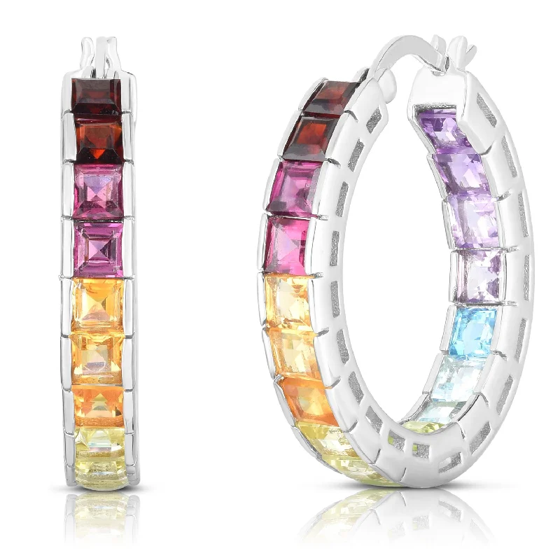 Best hoop earrings with geometric shapes for a modern and artistic appeal-Gemstone Hoop Earrings