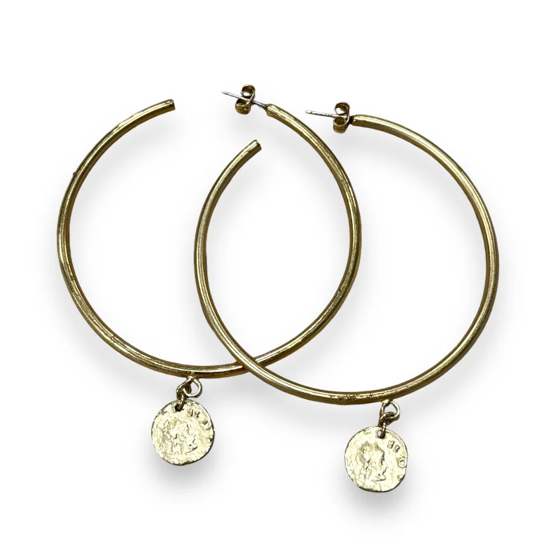 Best hoop earrings with geometric hexagon shapes for a modern, angular look-GOLD COIN HOOP EARRINGS