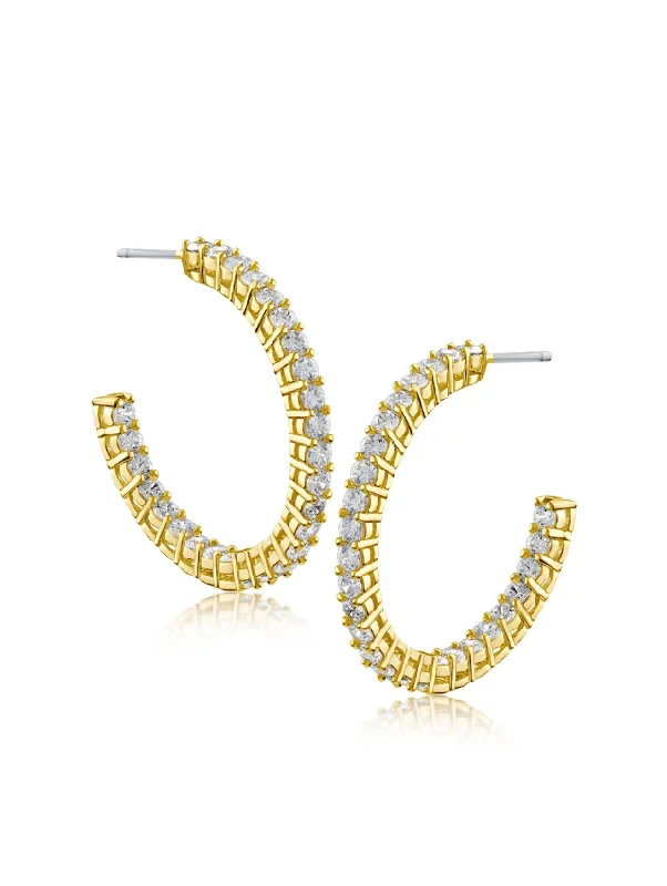 Best hoop earrings with hammered gold for a rustic yet elegant look-Yellow Gold Inside Out Hoop Earrings