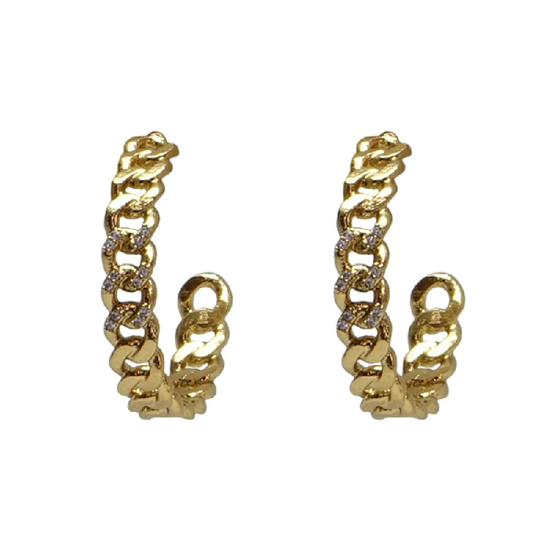 Hoop earrings with leather accents for a sleek and bold combination-GOLD MINI CATENA HOOPS / 1”