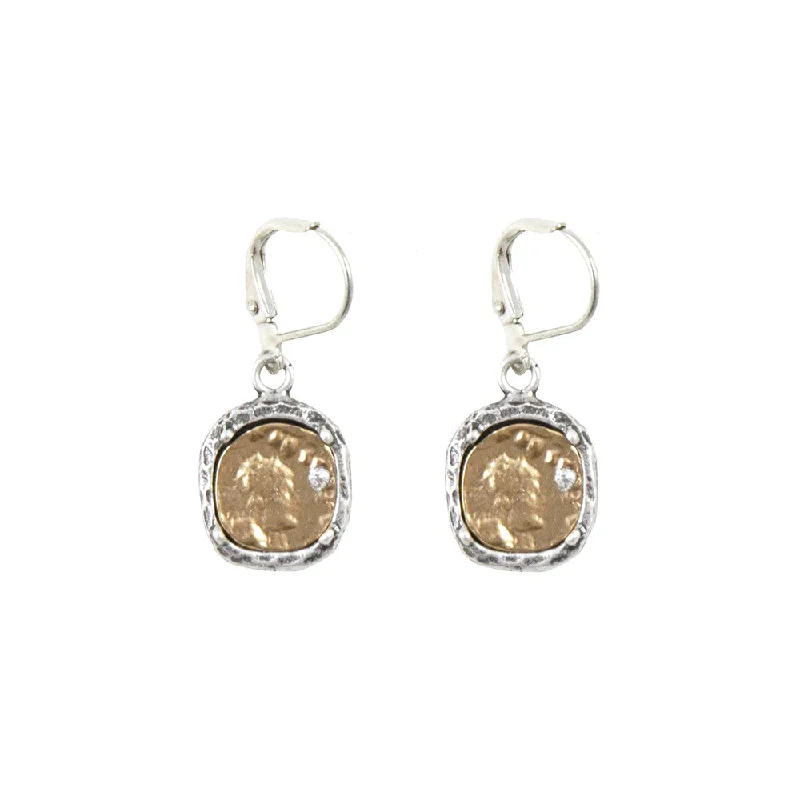 Hoop earrings with twisted metal designs for a dynamic and modern style-VINTAGE SILVER PAVIA COIN & FRAME DANGLE EARRINGS