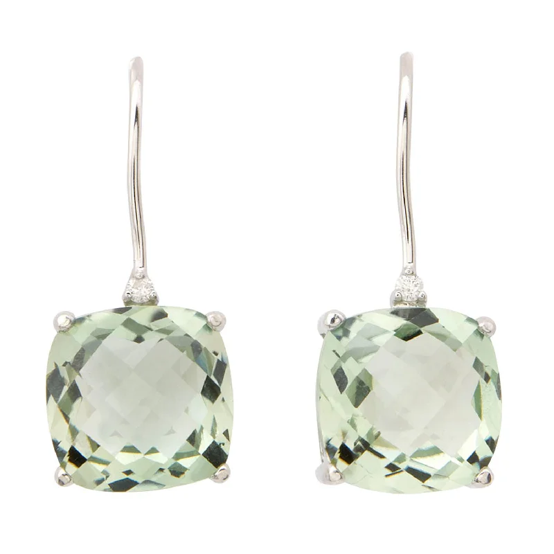 Hoop earrings with diamond-cut surfaces for added sparkle and shine-Green Amethyst & Diamond Earrings