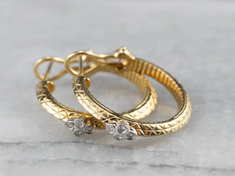 Best hoop earrings with snake chain details for a sleek and modern touch-High End Diamond and Gold Hoop Earrings