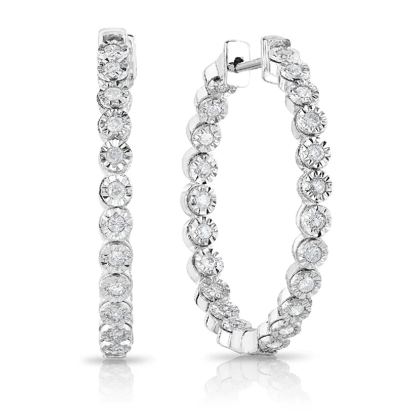 Hoop earrings with spiral designs for a dynamic and fluid look-Inside-Out .75twt Diamond Earrings