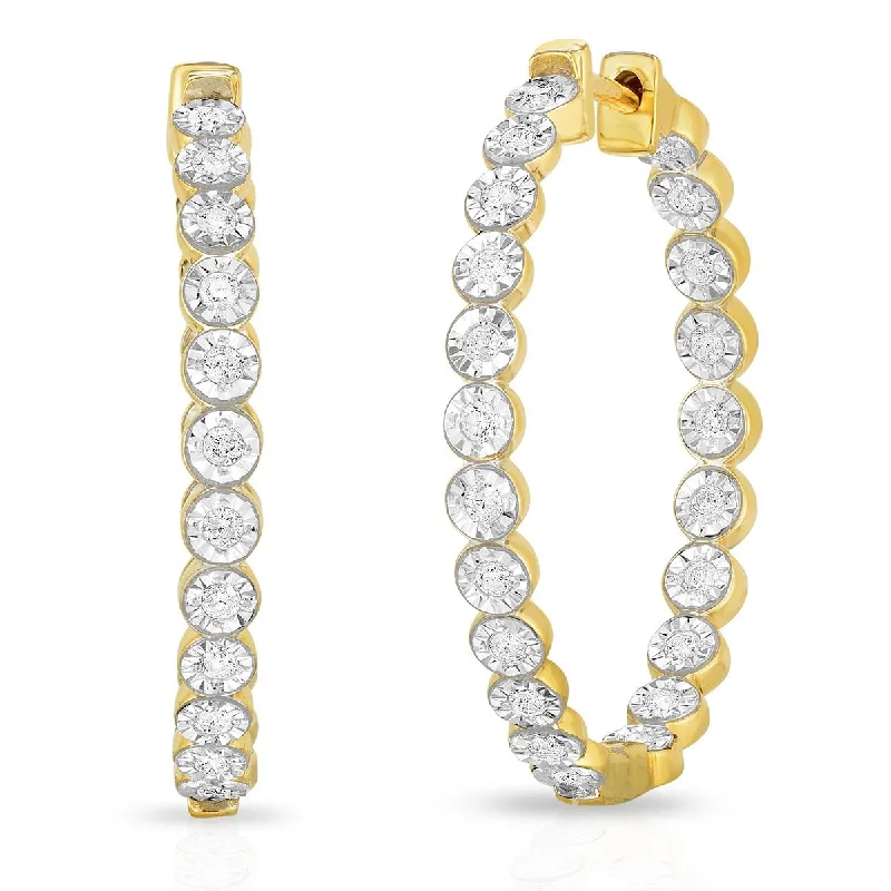 Hoop earrings with oversized pearl accents for a statement-making look-Inside-Out .75twt Diamond Earrings