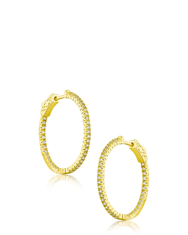 Best hoop earrings with vintage rhinestone embellishments for a retro-glam effect-Inside Out Yellow Gold Plated Hoop Earring