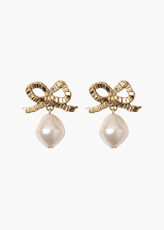 Hoop earrings with stacked layers for a bold and textured design-Khloe Earrings -- Pearl