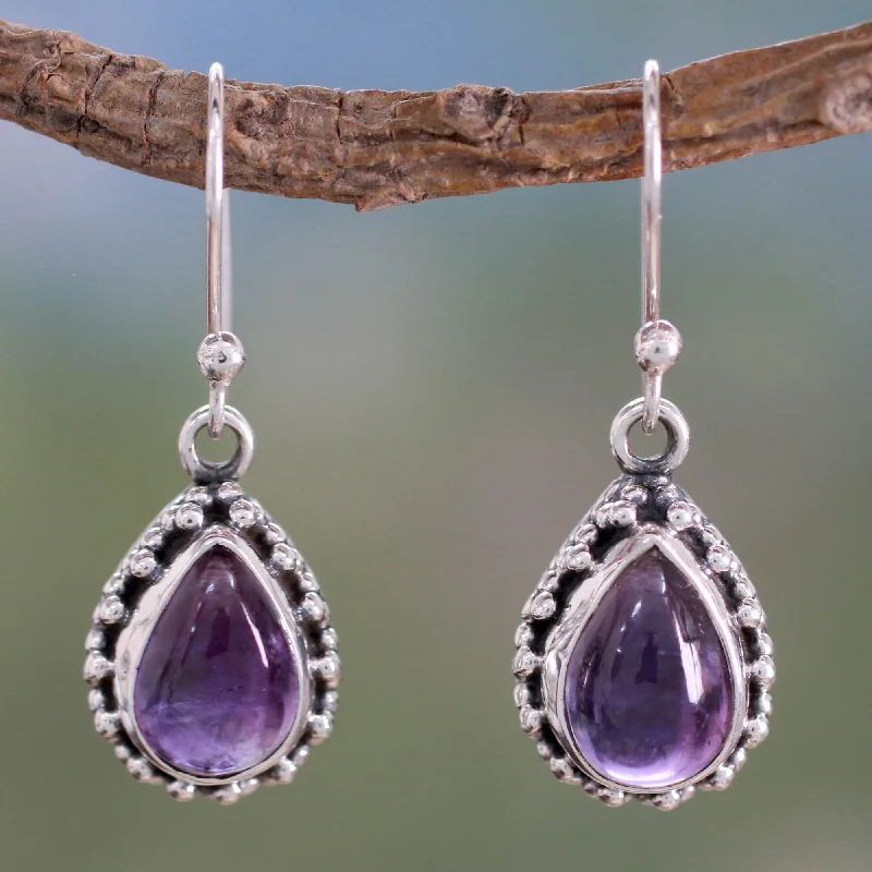 Hoop earrings with heart-shaped frames for a romantic and feminine look-Kiss Me Fair Trade Amethyst Earings