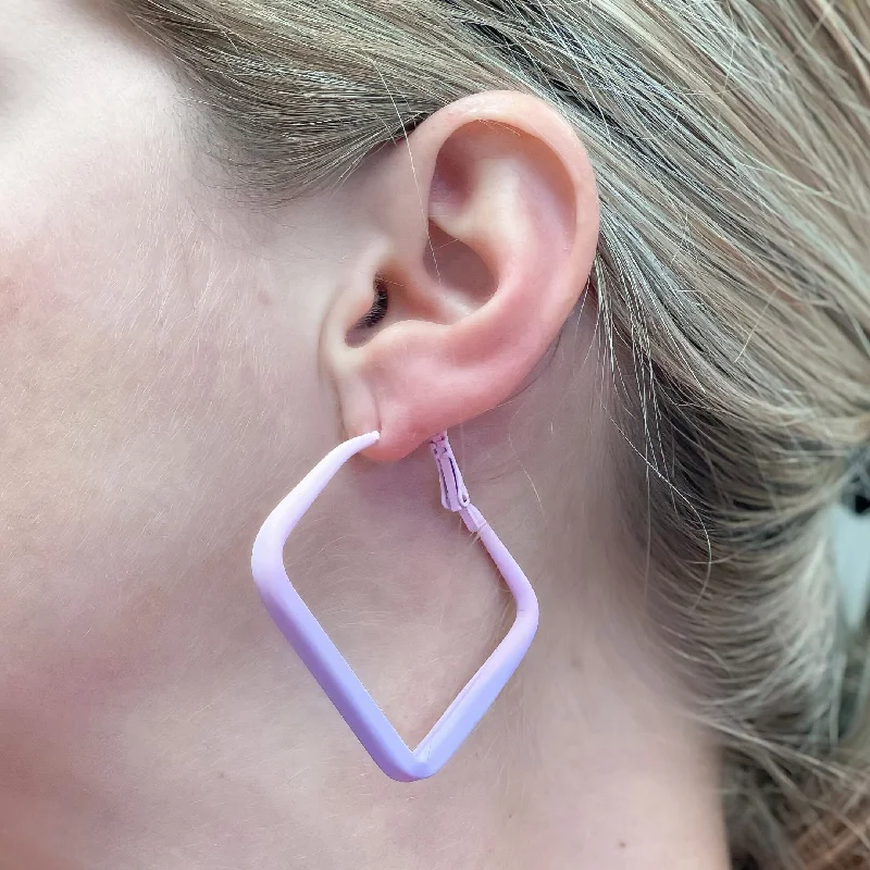 Hoop earrings with open designs for a modern, lighthearted vibe-Lavender Ombre Square Hoop Earrings