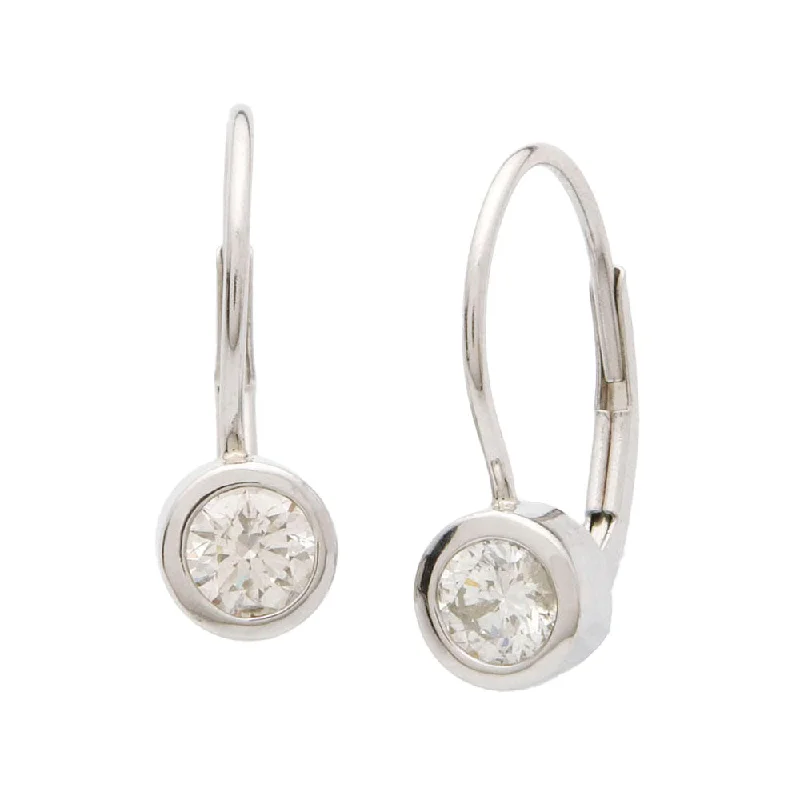 Best hoop earrings with marbled designs for a trendy and artistic effect-Leverback Bezel Set Diamond Earrings