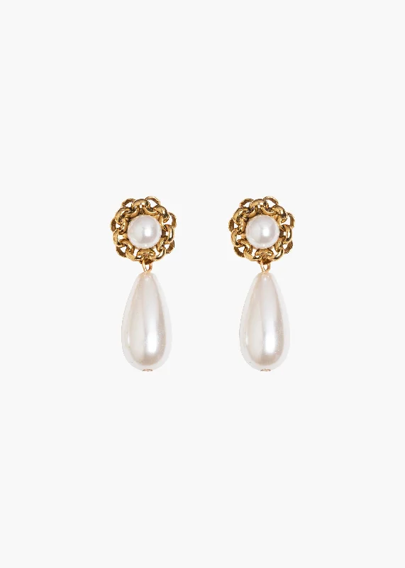 Hoop earrings with faceted crystals for added sparkle and shine-Luella Earrings -- Gold Pearl