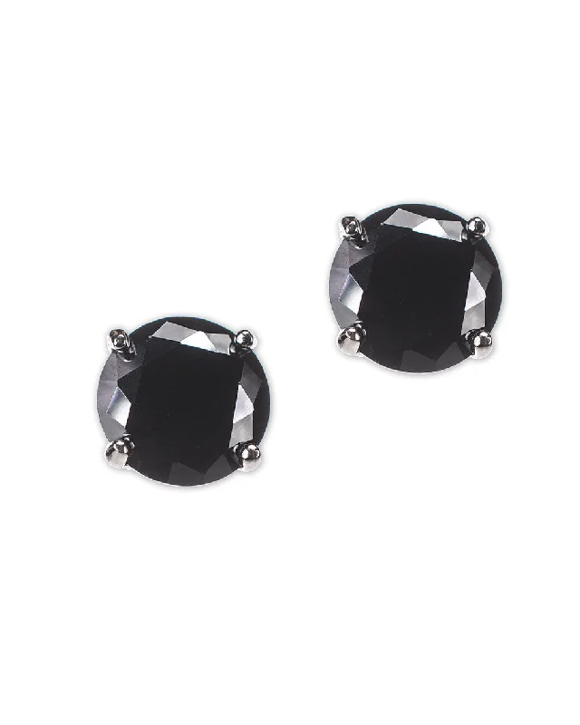 Stylish hoop earrings with diamond accents for an elegant and sparkling effect-Black Luxe Round Stud