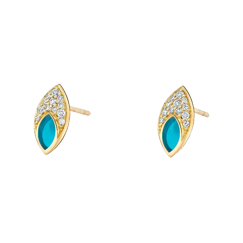 Best hoop earrings with oval shapes for a unique and elongated design-Marquise Earrings - Light Blue Enamel