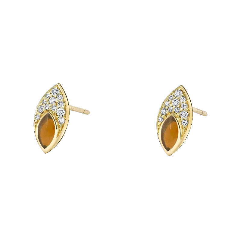 Hoop earrings with a matte finish for a sleek and sophisticated appearance-Marquise Earrings - Orange Enamel