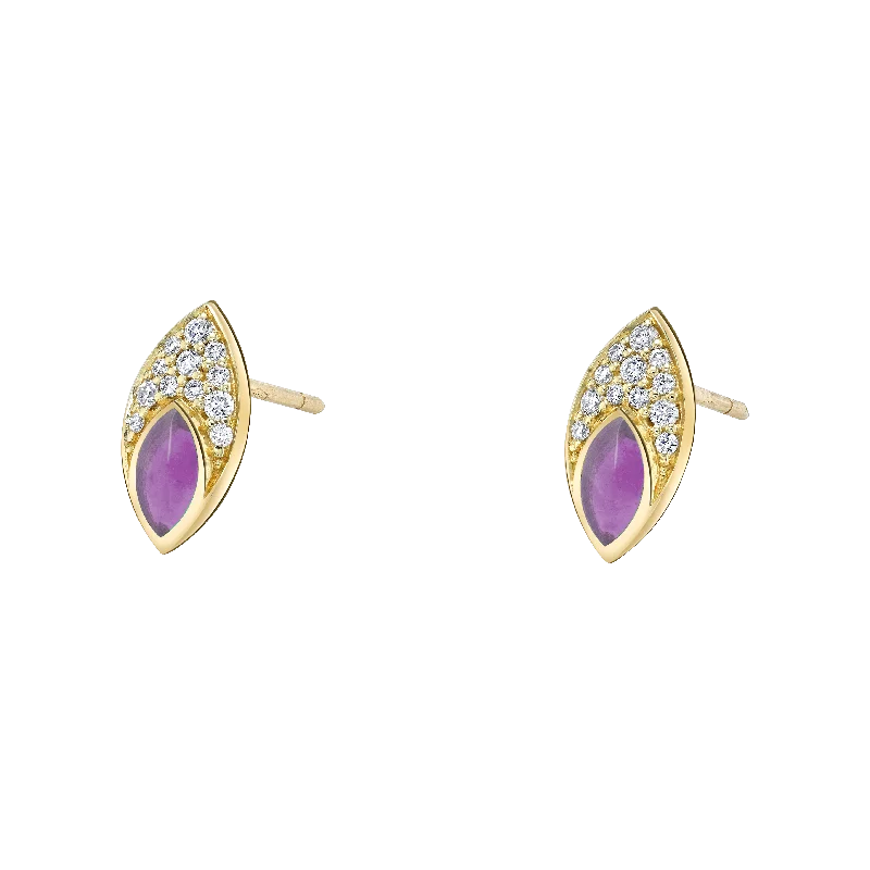 Hoop earrings with textured finishes for a vintage and classic style-Marquise Earrings - Purple Enamel