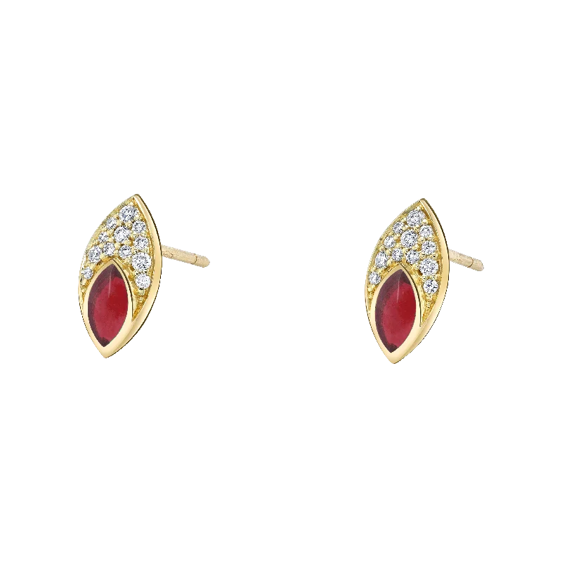 Hoop earrings with dangling charms for a playful and fun look-Marquise Earrings - Red Enamel