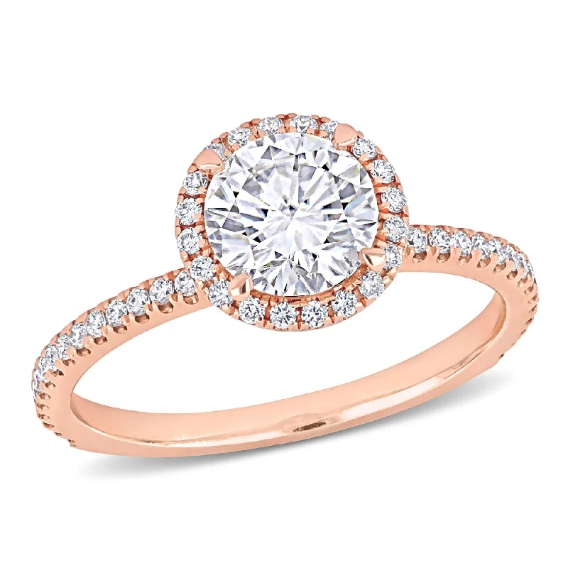 Engagement rings with double halo of opal -Miadora 1 1/3ct TDW Diamond Halo Engagement Ring in 14k Rose Gold