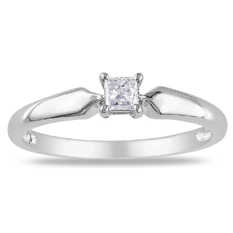 Engagement rings with yellow gold raw topaz -Miadora 10k White Gold 1/5ct TDW Diamond Solitaire Ring